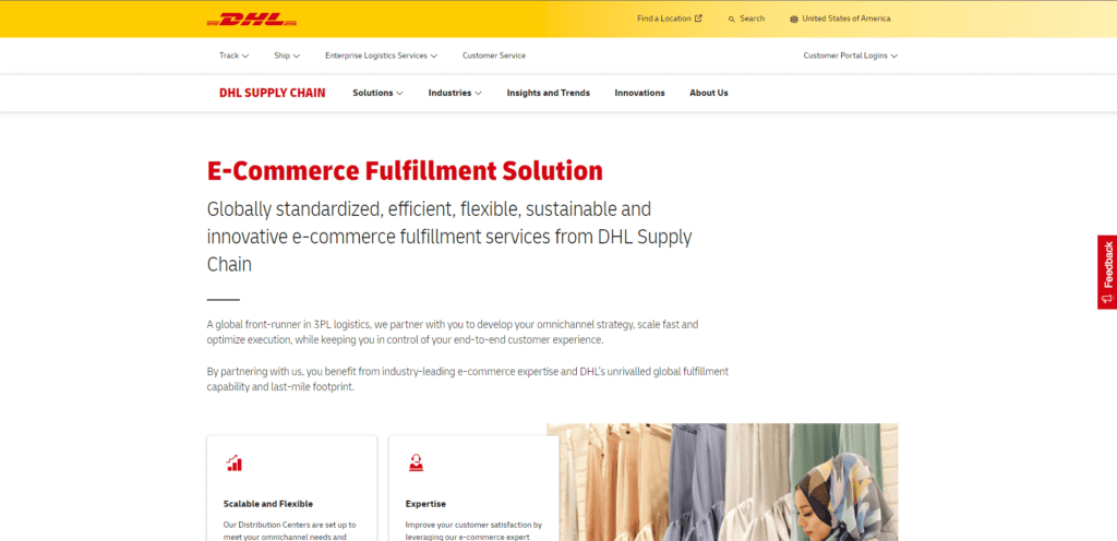 DHL eCommerce Fulfillment Solution Fulfillment Service Website Screenshot